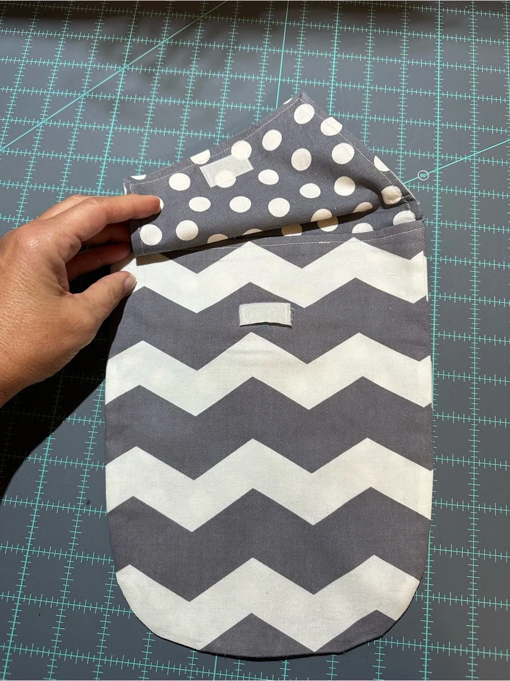 Gray Chevron Baby Bib and Diaper Pouch with Yellow Floral Accent